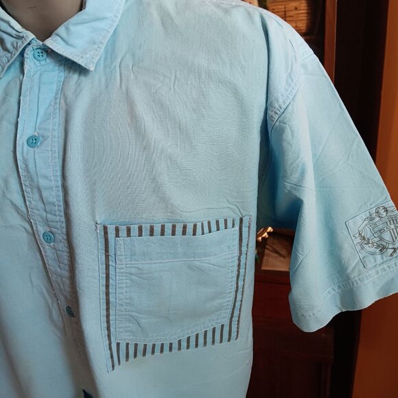 Vintage 1980's Surf Pullover Shirt Mens Large Blue DCL Logo Graphic - Picture 2 of 8